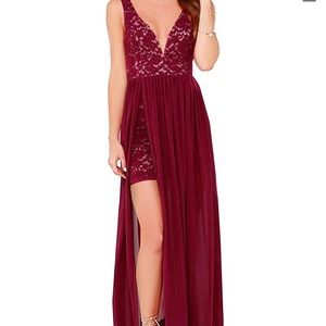 Wine Colored Formal Dress with lace detailing